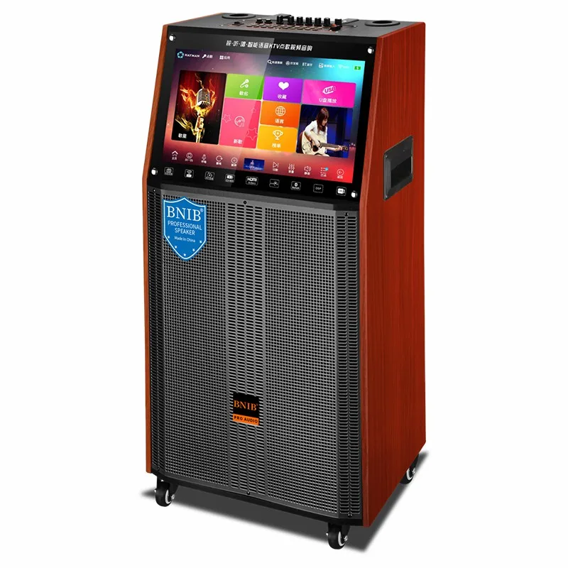 Trending Products 2022 ODM Screen Speaker Wooden Speaker Wireless Karaoke Loud Speaker For Party Stage Wholesale