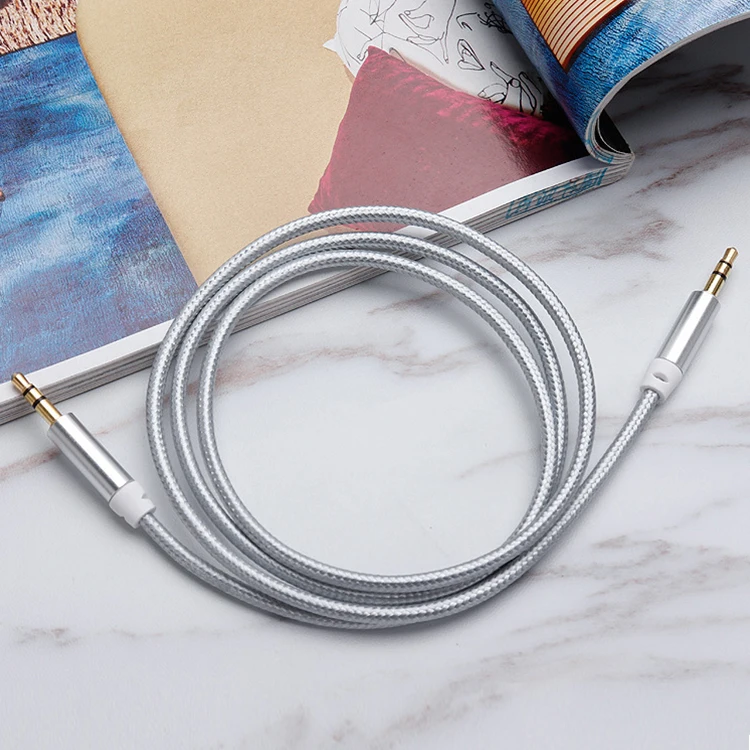 Nylon Braided Auxiliary Audio Cable  AUX Cable For Car Male to Male Gold Plated Aux to Aux cable Speaker Headphones 3.5mm