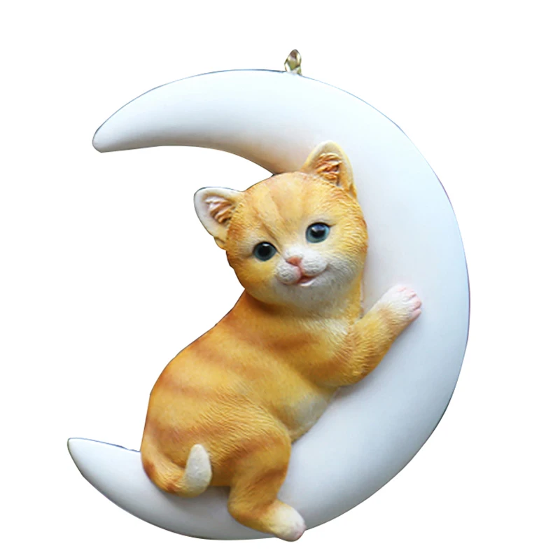 Custom Garden Decor Funny Animal Cat Sculptures Resin Tree Hanging Garden Ornaments