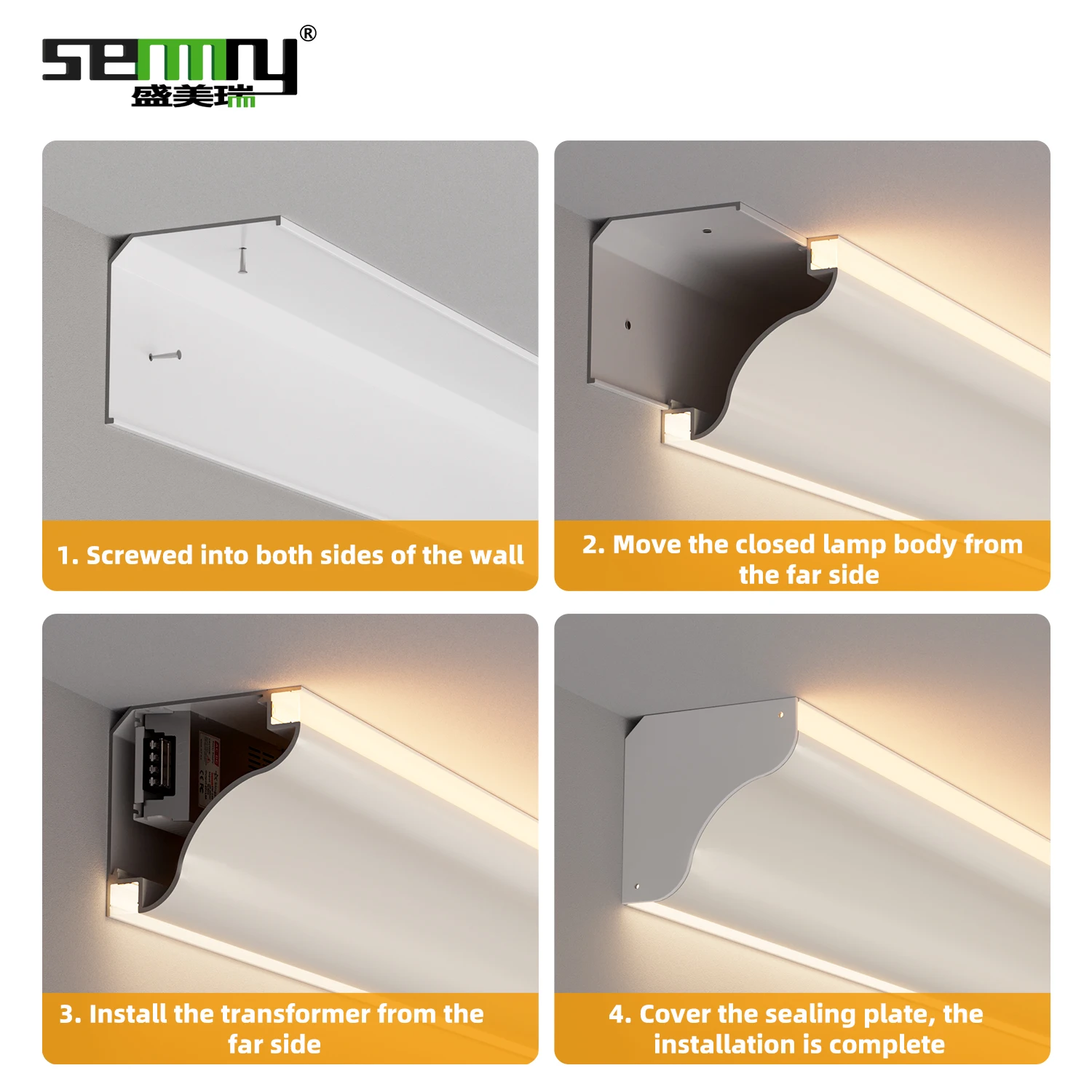 Gypsum LED Cove Light aluminum Profiles Light Corner Shape Modern Ceiling trim for Bedroom Living Room