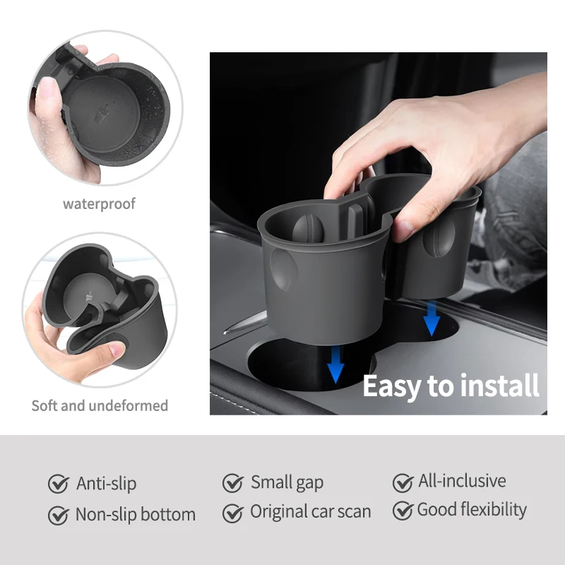 Water Cup Holder Limiter Car Center Control Cup Slot Silicone TPE for Model 3 2024 Interior Accessories