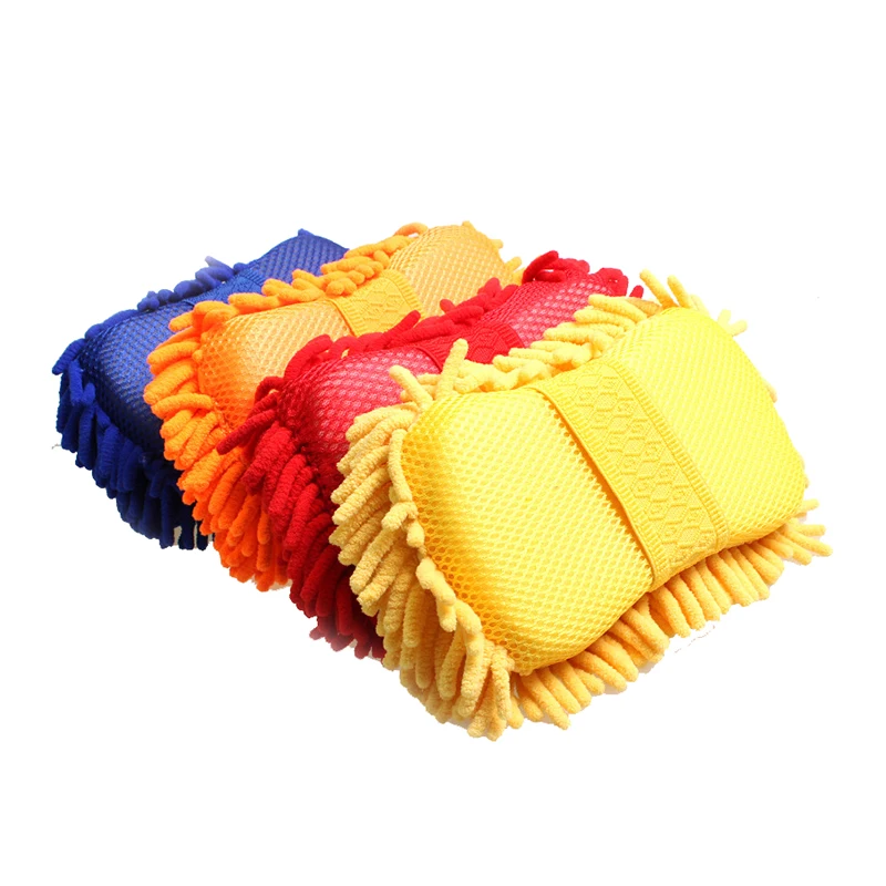 Hot sale Car Wash Clean Sponge Coral Brush Pad glove Polyester Chenille  car cleaning automobile Home Cleaning Dusting wash mitt