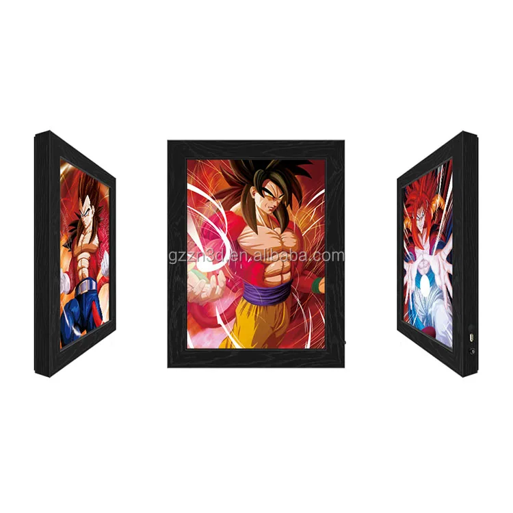 2020 new 3d anime poster with led frame plastic poster with flipping effect