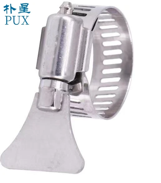304 201 316 stainless steel American type hose clamp with plastic/metal butterfly key for pipe fitting gardening  19/22/25/32mm
