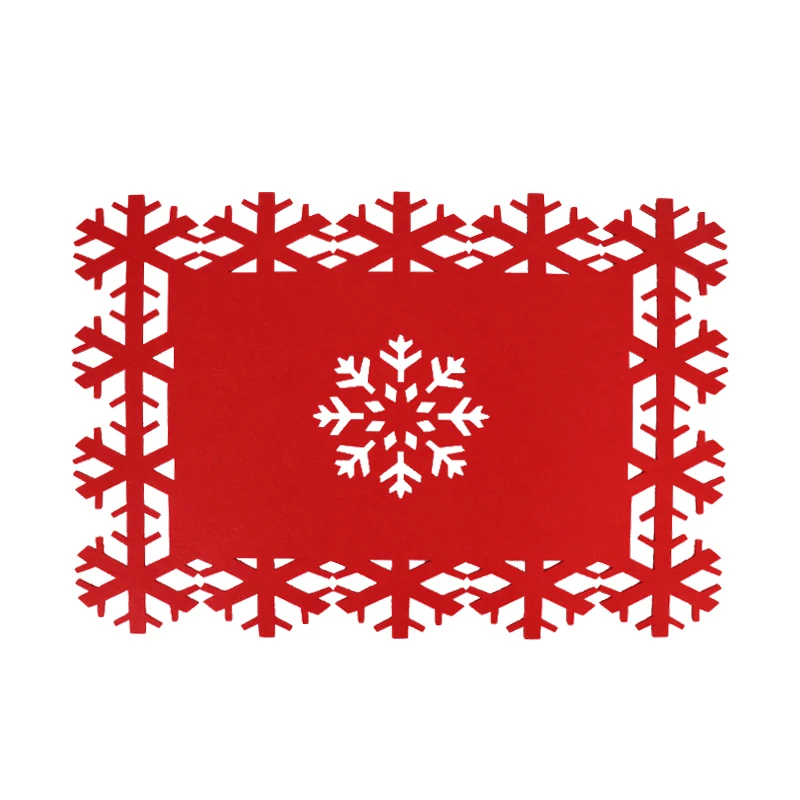 Christmas Snowflake Placemats  Snow Flake Table Mats Reusable Felt Place Mat for Xmas Dining Table Decoration