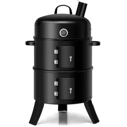 Black Chimney Three Layers Charcoal Stove Cooking Heating Grill