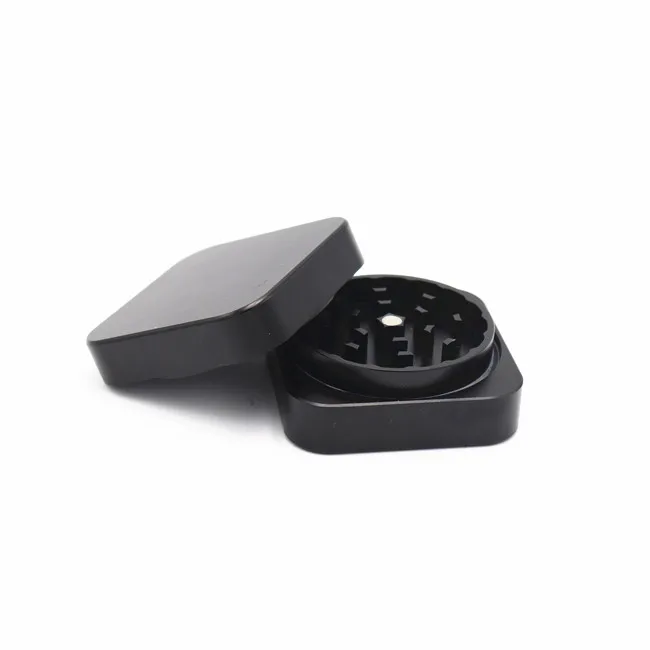 Amazon hot sale premium square herb grinder  custom logo aluminum alloy spice grinder crusher 2 pieces herb grinder