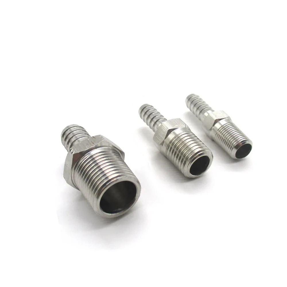 Stainless Steel High-Quality Straight Adapter 1/4 Barb to 3/8 NPT Tube Union Quick Coupler Pipe Fitting