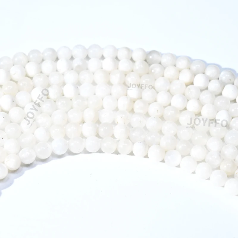 High Quality Beautiful Round Loose Stone Beads 6mm 8mm 10mm 12mm White Natural Stone For Jewelry Making DIY Crafts Design