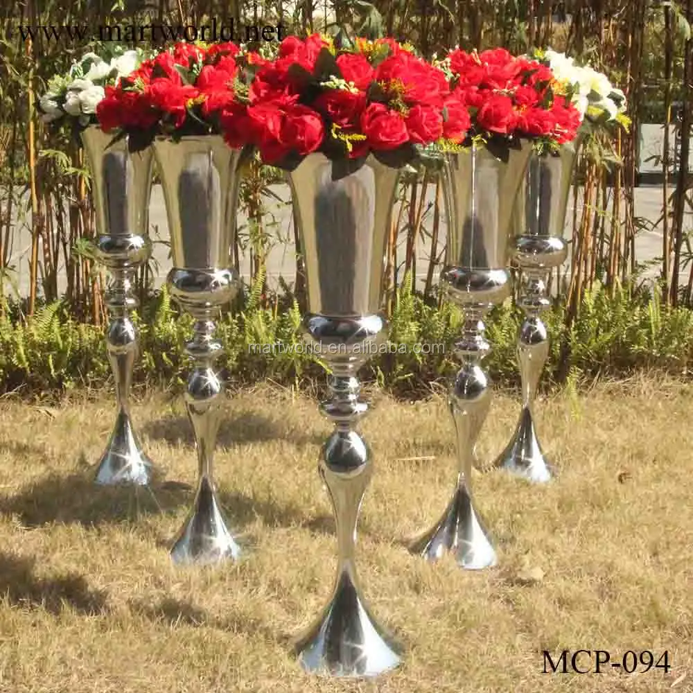 wholesale metal trumpet vase decor wedding decorative  tall table centerpiece for party indoor/outdoor decoration(MCP-09