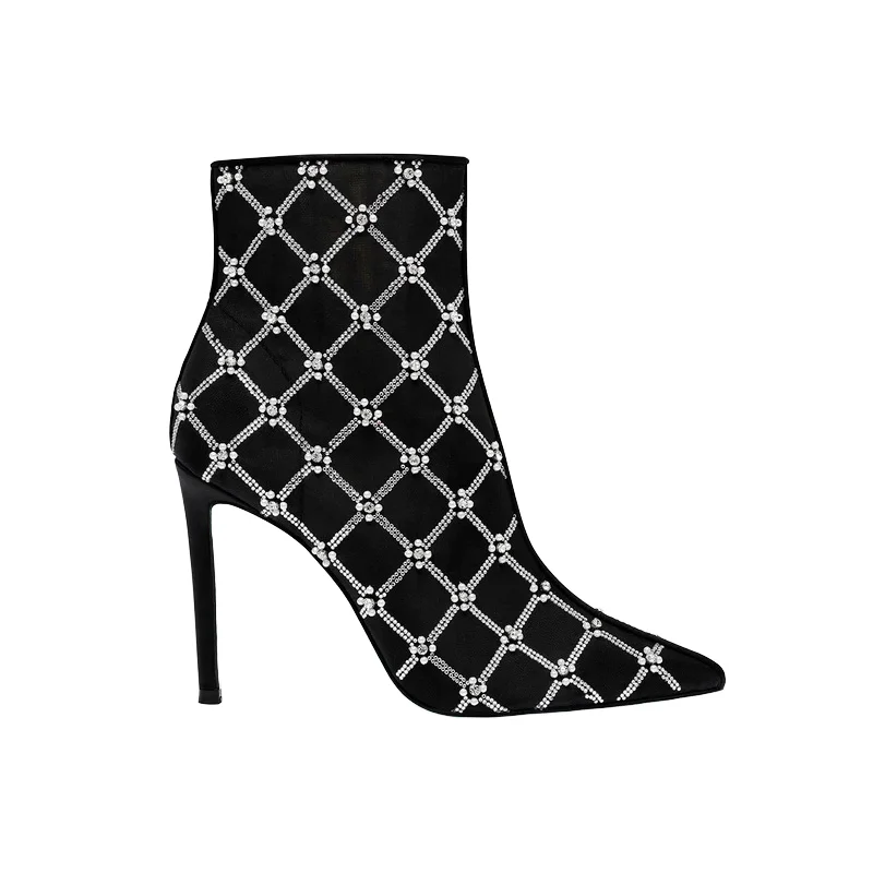 Женские Зимние полусапожки с острым носком на высоком каблуке-шпильке