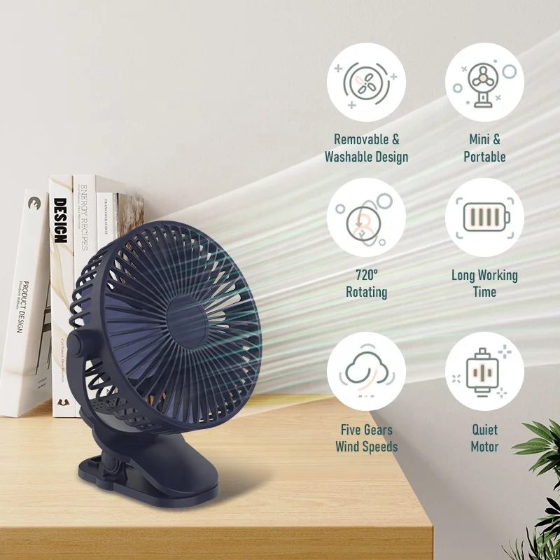360 Degree Adjustable Tilt Electric Tabletop Fan Office  Desk Compact USB  DC Fan