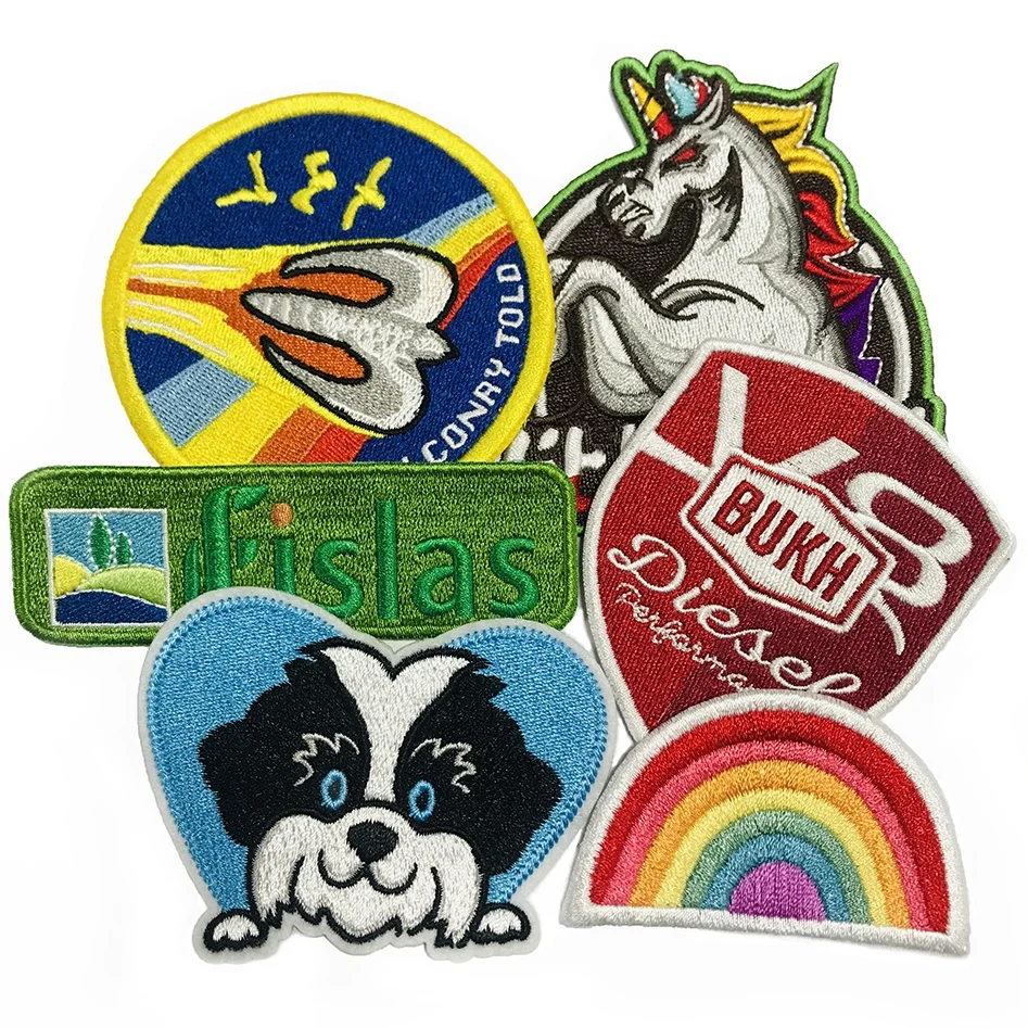 Custom embroidered brand logo applique embroidery patches for garment