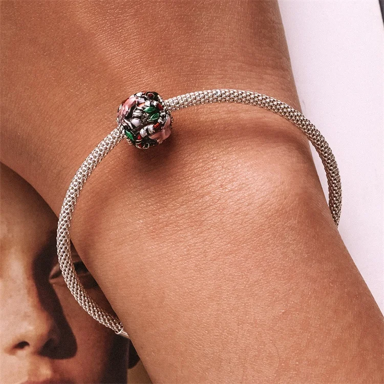 custom snake flower designer High Quality charm charming Pan Bracelet dora 925 Sterling Silver DIY charms for jewelry making