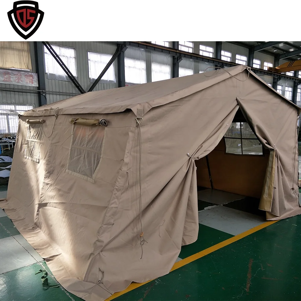 Double Safe Custom waterproof fire retardant Canvas Emergency shelter Steel Frame Structure Camping Tent