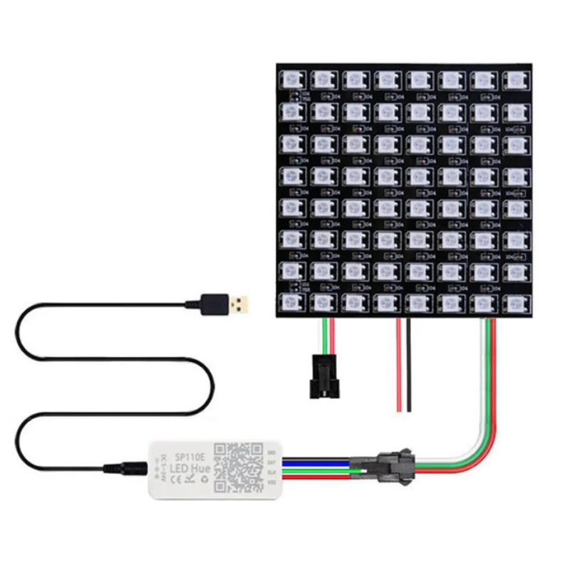 Гибкая Пиксельная панель WS2812B 5050 RGB SMD DC5V 8x8 16x16 8x32 люмен матричный экран WS2812 IC светодиодный модуль индивидуально адресуемый