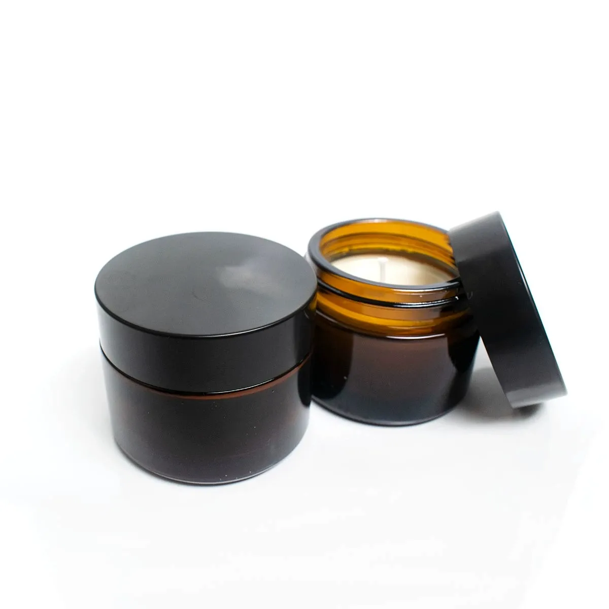 Wholesale 4oz  Amber Glass Candle Jars Scented Candle Making Glass Jar Round Candle Containers With Lid
