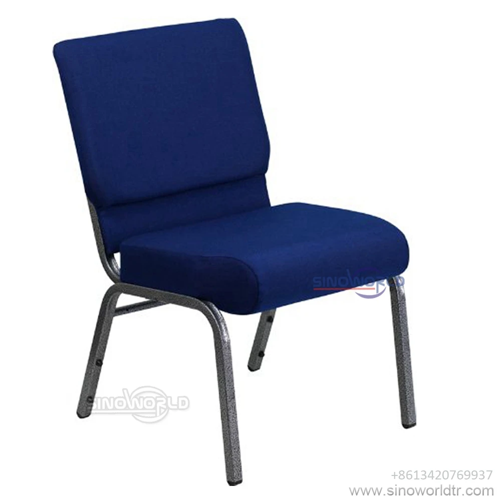 Foshan factory wholesale upholstered stackable steel fabric church chair for auditorium