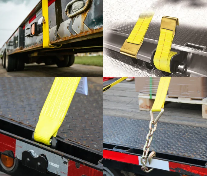 4' 30ft Heavy Duty Flatbed Truck Winch Strap 4 Inch Winch Straps Yellow Winch Strap with Flat Hook