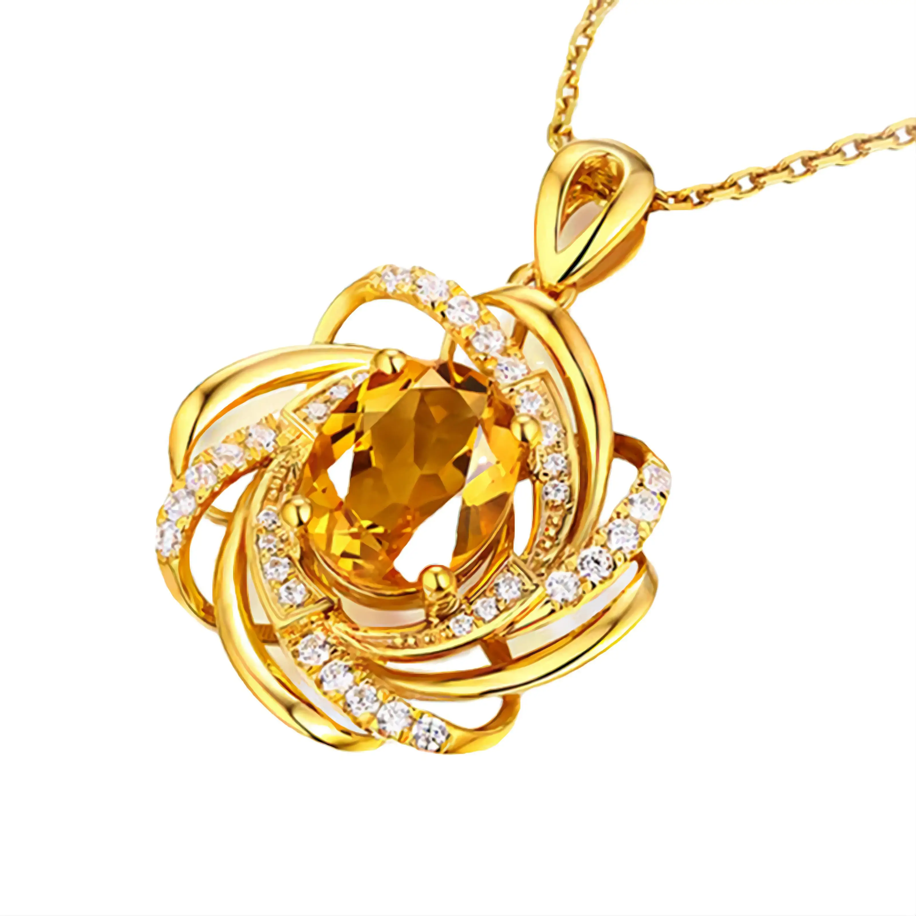 DUYIZHAO Jewelry Pendant Necklace Wholesale Female Niche Design Fashion Flower Sapphire Clavicle Chain Accessories