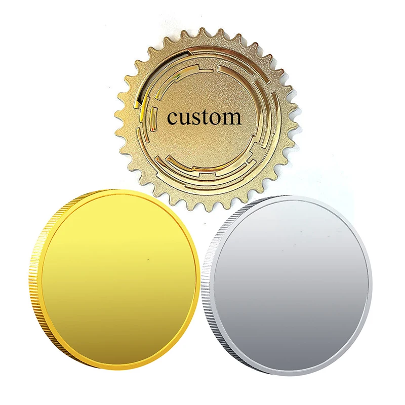 Customized copper brass aluminum sublimation metal coin purse gold blank rounds challenge coin for engraving