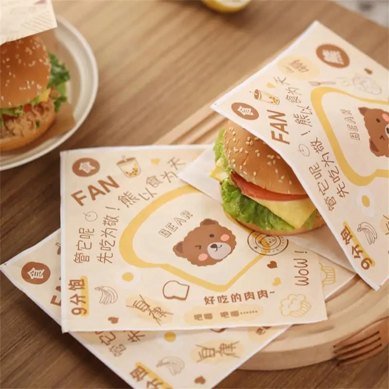 Custom Food Grade Paper Bread Loaf Take Away Sandwich Toast Triangle Bag with Printed Packaging