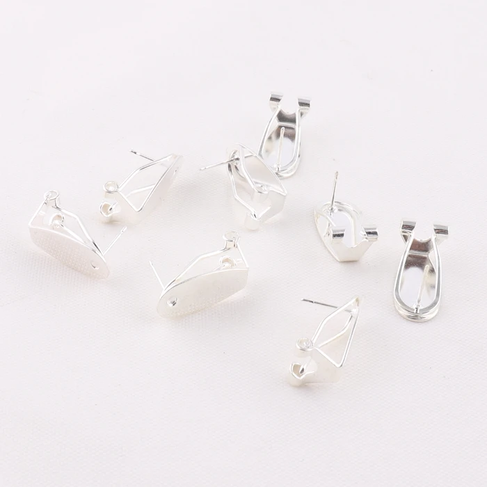 Silver color fingernail Earring clip Post With Clip On Back