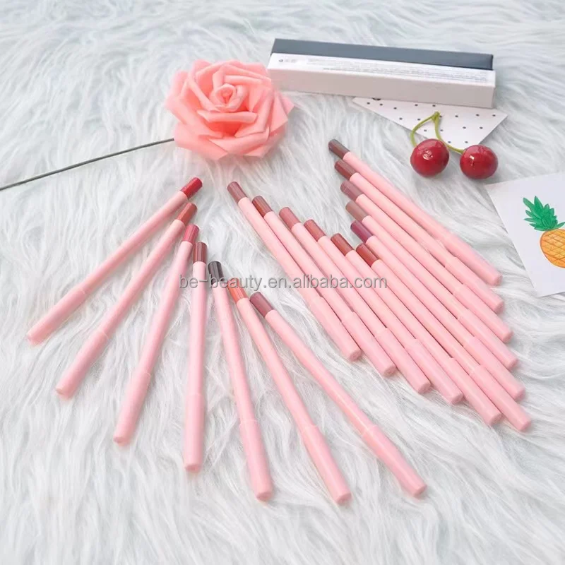 Professional makeup slim pink pen vegan waterproof brown lipliner high quality