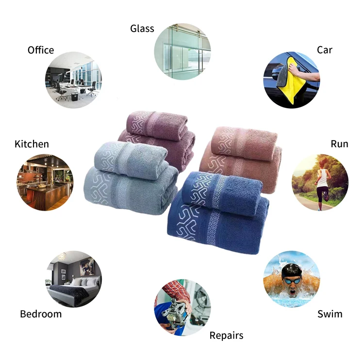 SunnyHope Factory Wholesale Face Bath Towel Set Custom 100% Cotton Soft Absorbent Thickened High-Density Hotel Gift