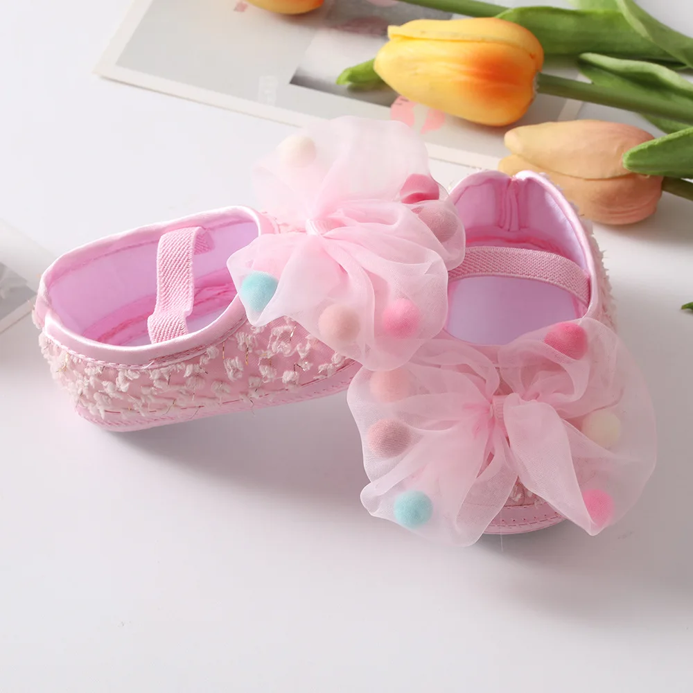  Summer Baby Cute Shose Girl Bowknot Princess Toddler Soft Sole Walking Shoes Headband
