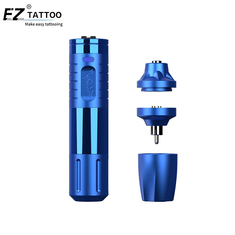 EZ tattoo Navy Blue EvoTech pen machine 2 grips 1600mAh battery pack wireless tattoo machine pen tattoo machine wireless