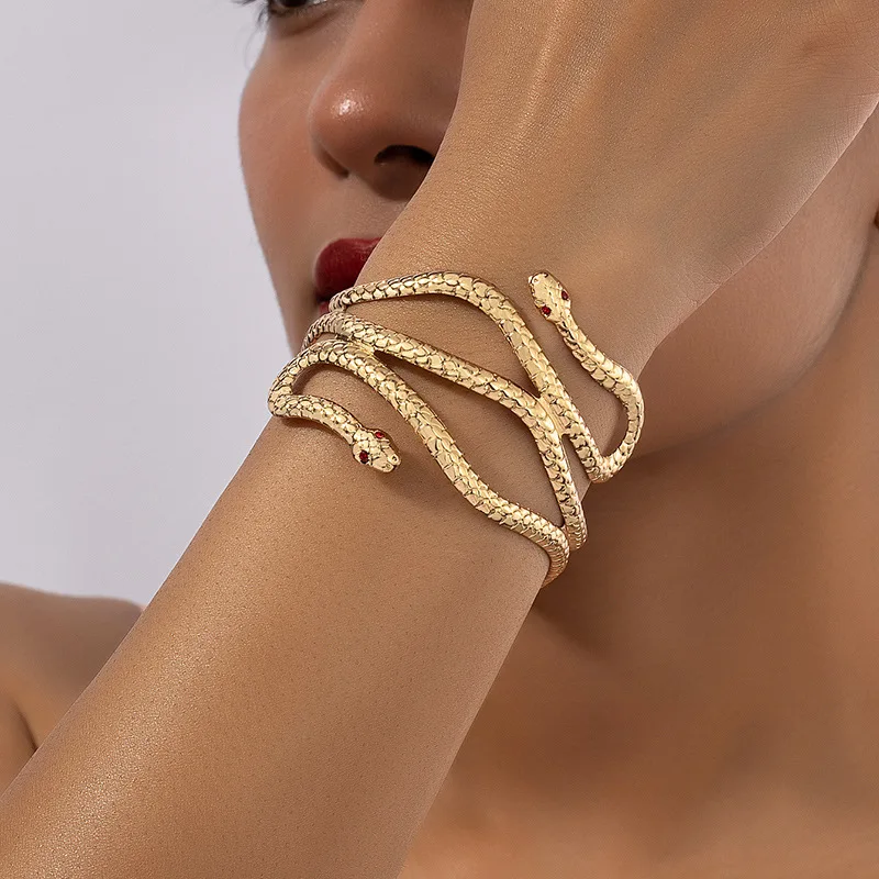 FY Jewelry Fashion wholesale  Hip Gold Plated Chunky Wide Metal Flower Snake Bracelets Wrapped wrist Bangles For Women