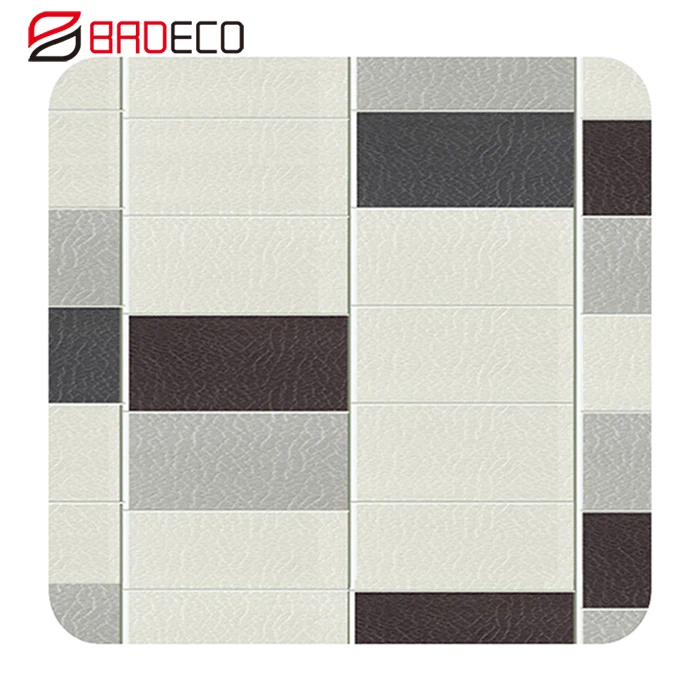 Leather facing modified clay tile wall using flexible decorative tile