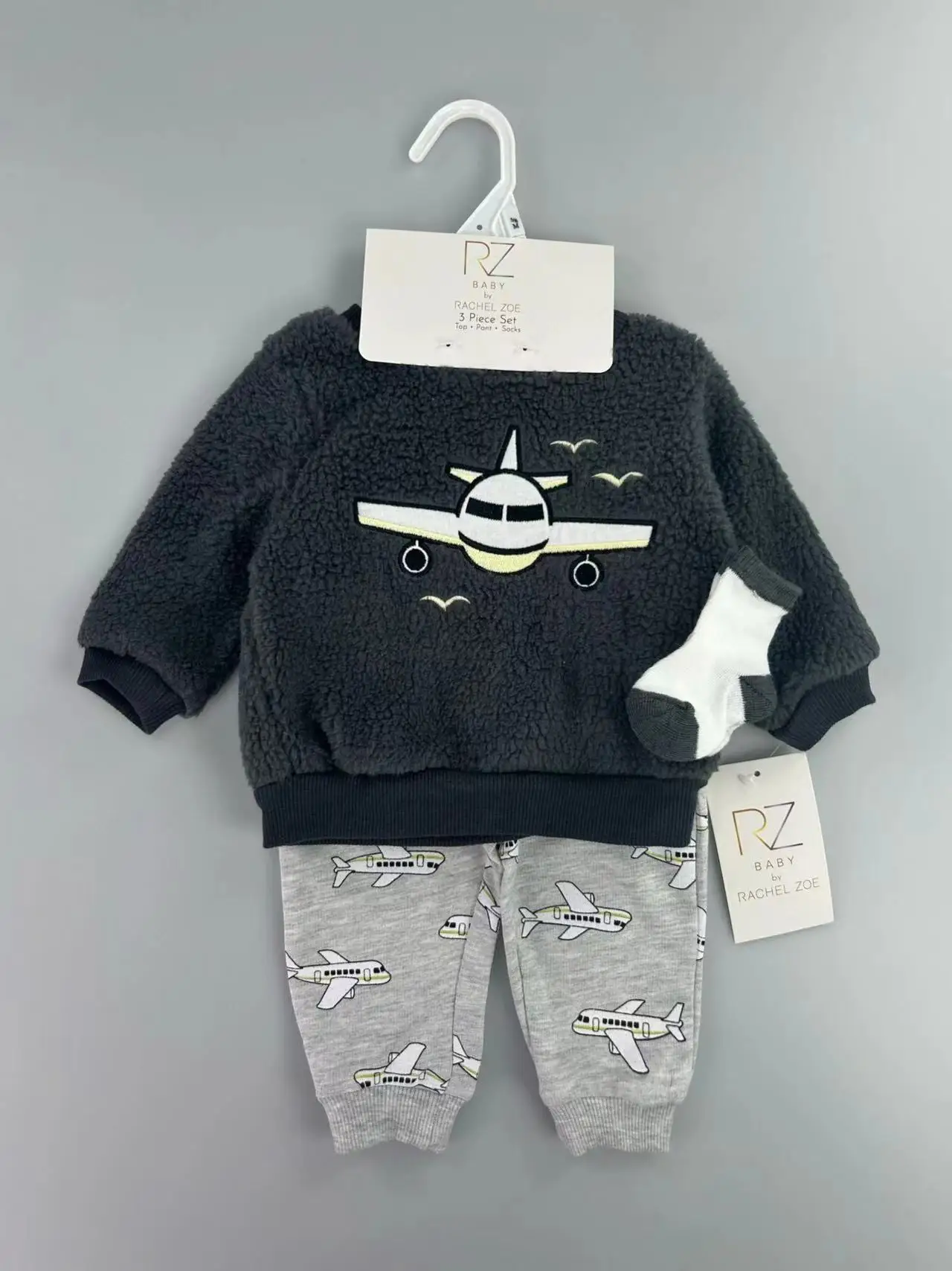 Winter 0-18 Month Baby Girls And Boys Top+Trousers+Socks 3 Piece Clothes Set Long Sleeve Thick Newborn Baby Set