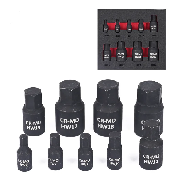 10-Piece Pneumatic One-Piece Socket Celluloid Molybdenum Steel Screwdriver Batch Head Flower-Shaped Tool Wind-Powered Bottom
