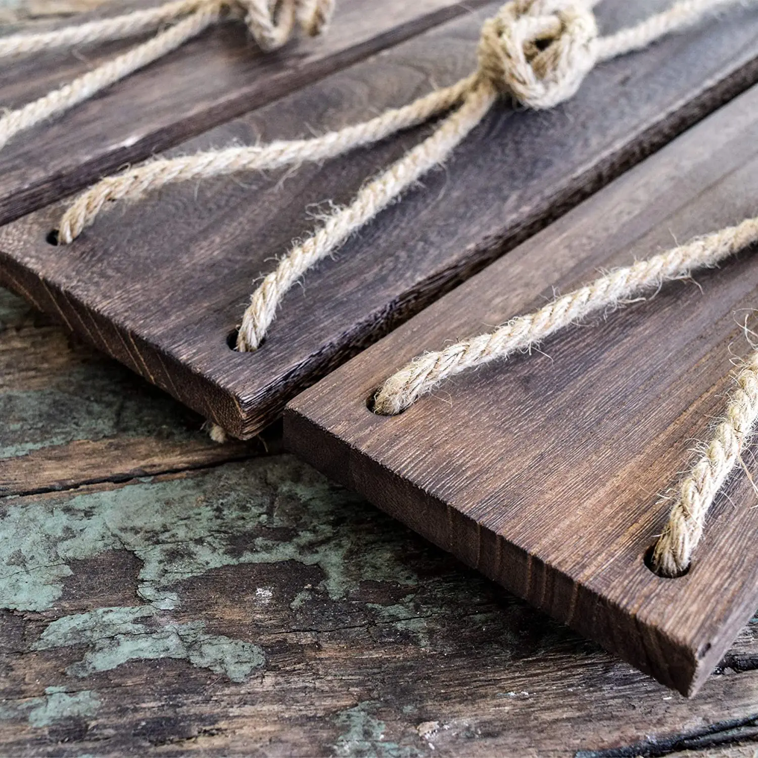 Lace Wood Hanging Farmhouse Rope Shelf Triangle Floating Wood Shelf Plant Wood Shelf