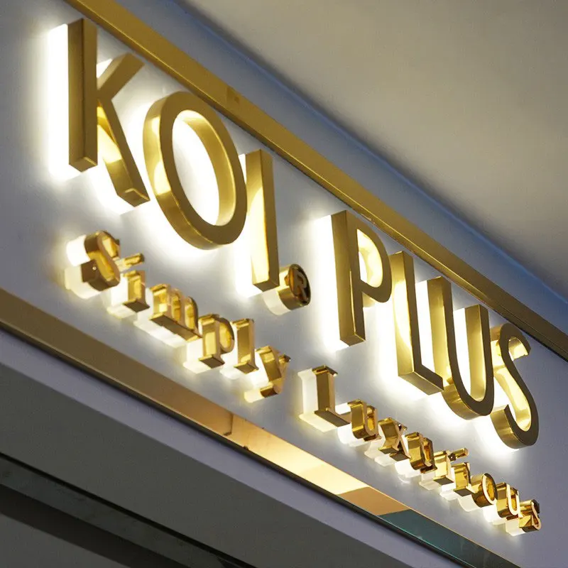 Custom Company brand led Illuminated sign led logo Business Signs Stainless steel 3d led backlit channel Letters signage