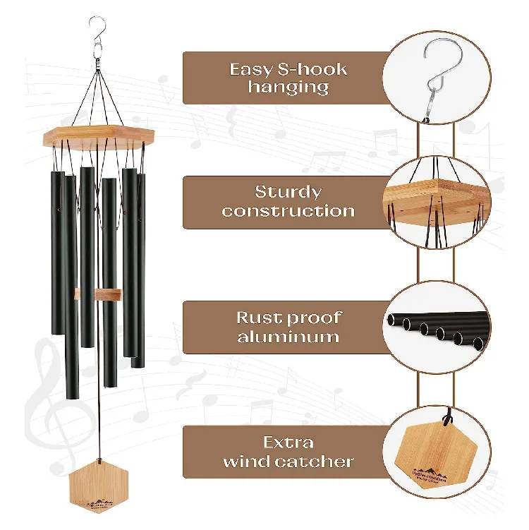 29inch Silver Wind Chimes for Outside for Garden Decor