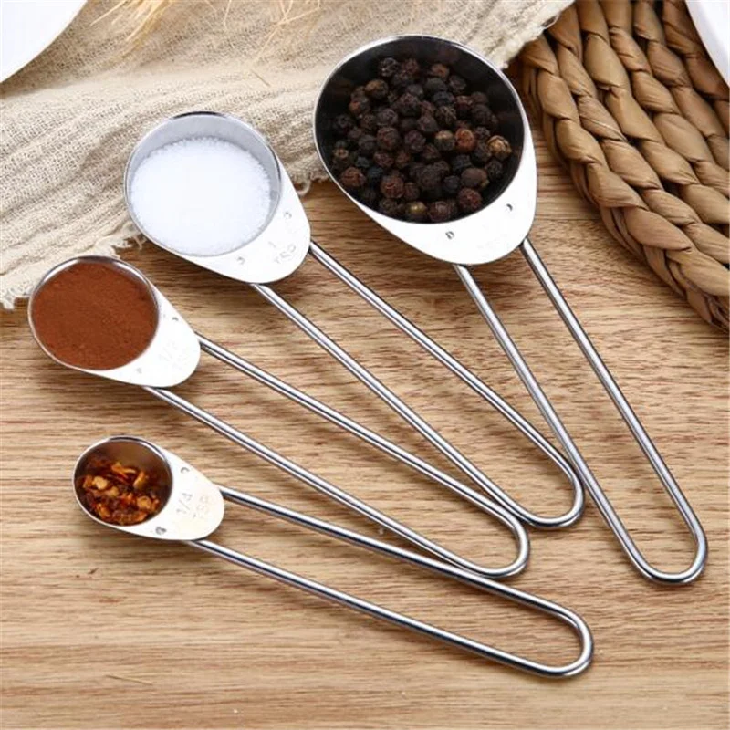 OEM/ODM LFGB certified kitchen stainless steel 430 solid liquid tsp measuring spoons set