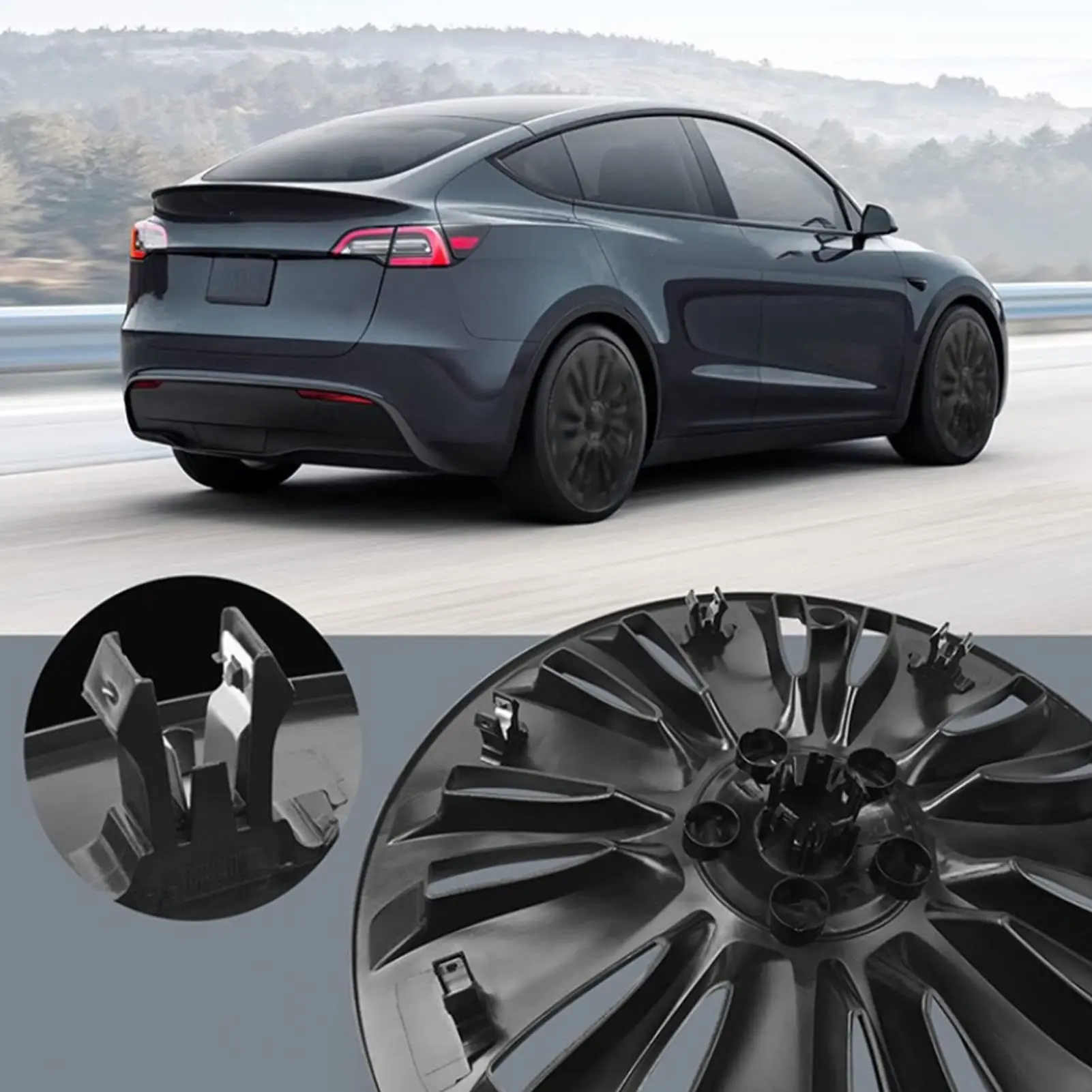 Carbon Fiber Steering Wheel Covers Tesla Model Y ABS Wheel Cover 19 Inch Model 3