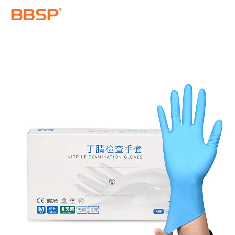 Hot Selling Single-use Powder Free Non Sterile Blue Black White Medical House Nitrile Gloves