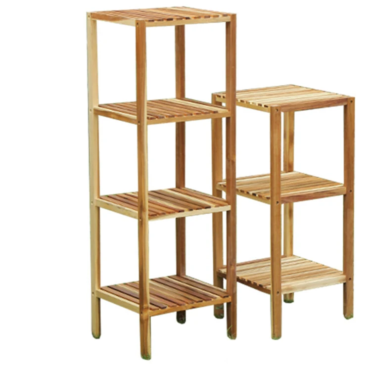 Customizable 3 Tier Storage Flower Display Rack Utility Shelf Bamboo Plant Stand Shelf