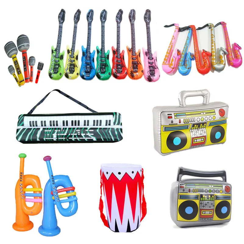 Syh147 Wholesale Kids Party Pvc Inflatable Musical Instrument Blow Up 35cm Microphone Assorted Colors Inflatable Microphone