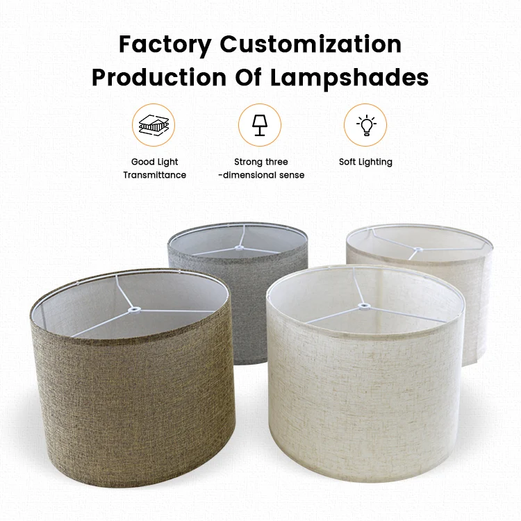 Home Decoration Modern Cylindrical Table Lamp Floor Lamp Linen Lampshade