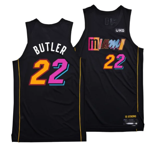 Hot Pressed Jersey Miami_Heat #22 Butler #14 Herro #3 Wade 75th Anniversary Logo New Sponsors Patch Basketball Jersey