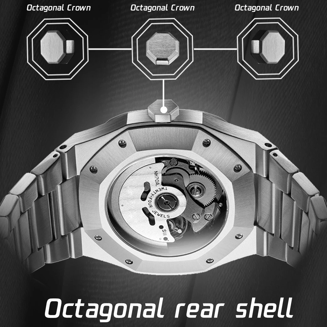 Stainless Steel Case 316L Wholesale Men Custom Mens Watch Luxury Mechanic Watches Skeleton 2022