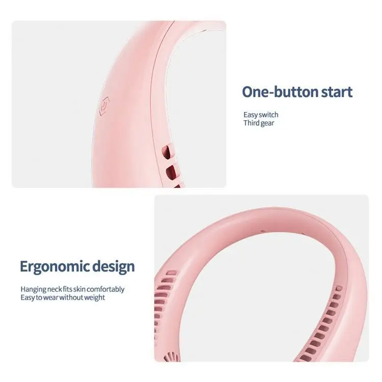 Portable Neck Hands Free, Bladeless Fan Battery Personal  Leafless Rechargeable Headphone Design USB Powered Fan/