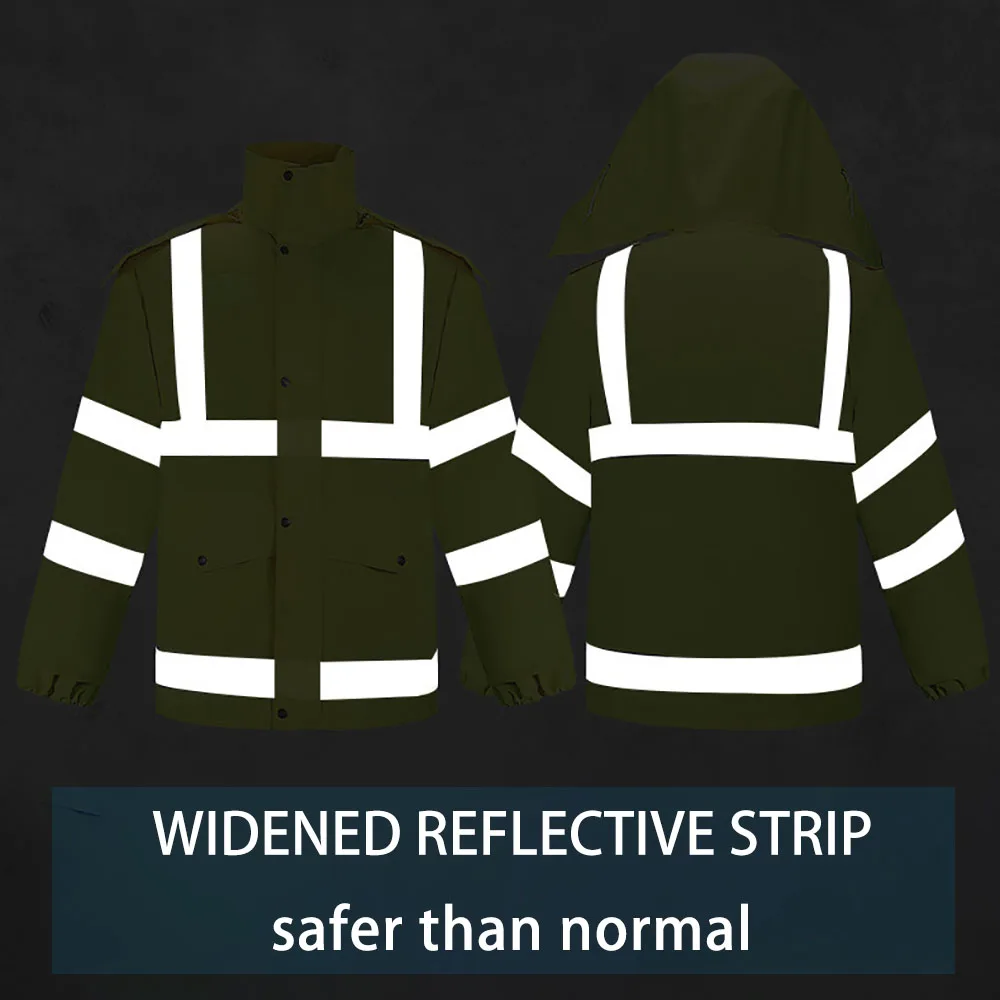 Wholesale reflective double layer food delivery oxford safety raincoat suit polyester pvc fabric rain coat set for work