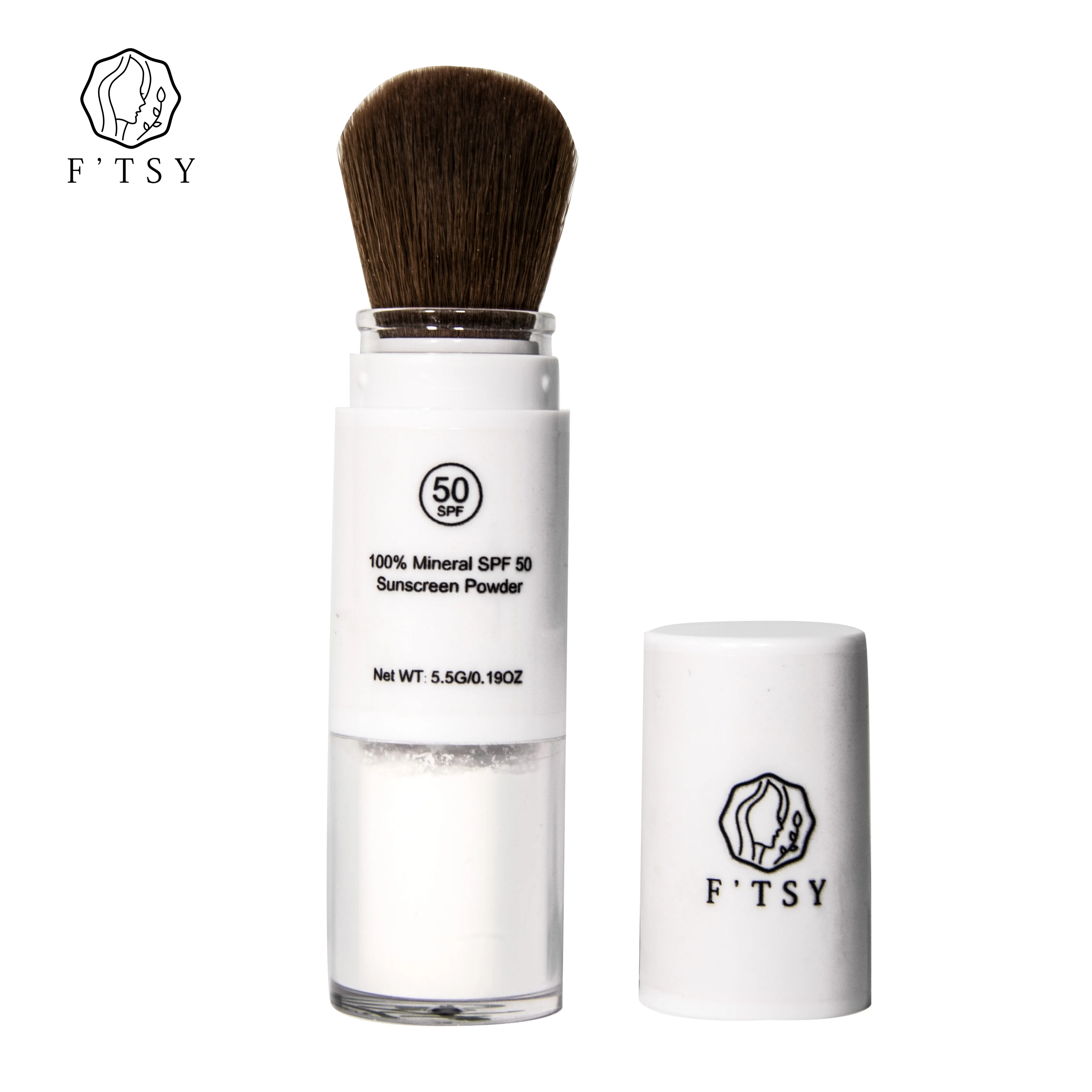 Private Label 100% Mineral Powder SPF 35 Vegan Broad Spectrum UVA UVB Protection Sunscreen Powder with Brush