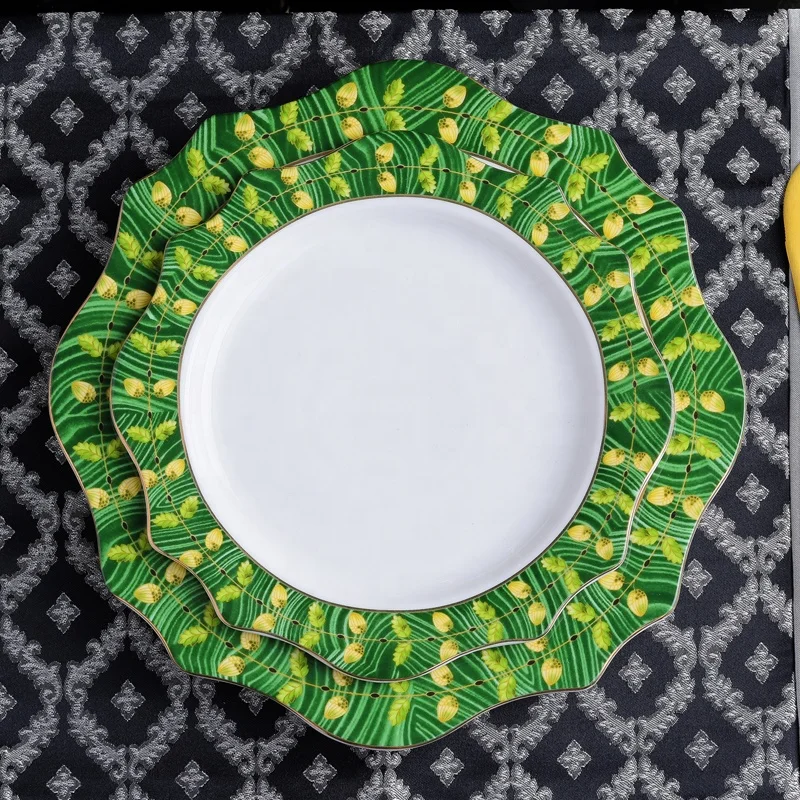 Ceramic serving plates 8inch 10inch wedding charger plates custom printing porcelain plates